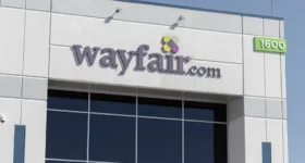 Wayfair logo on building facade