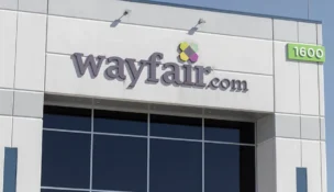 Wayfair logo on building facade